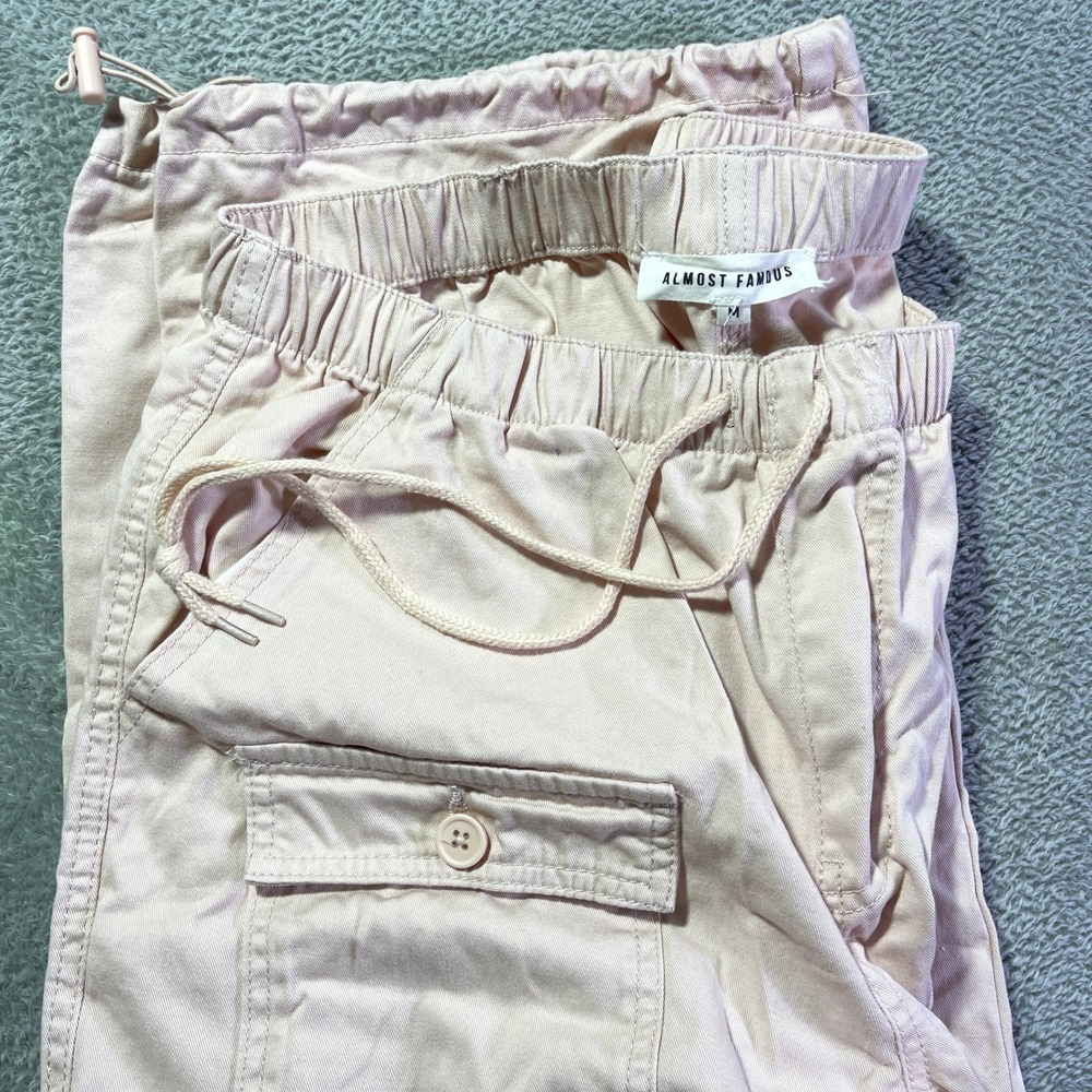 Almost Famous Wide Leg Cargo Pants Women's‎ Medium Pink Tech Multi Pocket Street